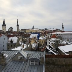 Bild: Blick von der Stadtmauer an der Müürivahe auf die historische Unter- und Oberstadt von Tallinn.