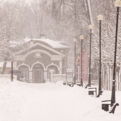Bild: Und schon schneit es wieder in Tallinn. Unterwegs im Park von Kadriorg.