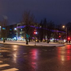 Bild: Noch einmal das SOLARIS CENTER in Tallin am frühen Morgen.