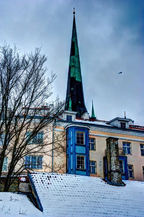 Bild: Die historische Unterstadt von Tallinn mit dem Turm der Olaikirche. NIKON D700 mit AF-S NIKKOR 28-300 mm 1:3.5-5.6G ED VR. Klicken Sie auf das Bild um es zu vergrößern.
