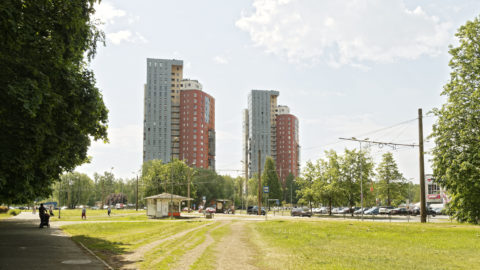 Bild: Die modernen Wohnbauten "SOLARIS" im Stadtteil Imanta von Rīga wurden zwischen 2004 und 2006 errichtet.