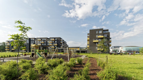 Bild: Moderner Wohnkomplex im Stadtteil Skanste von Rīga.