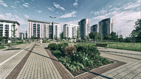 Image: The Neighborhood of Skanste in Rīga. The modern multi-multi-storey apartment houses. Click on the image to enlarge it.